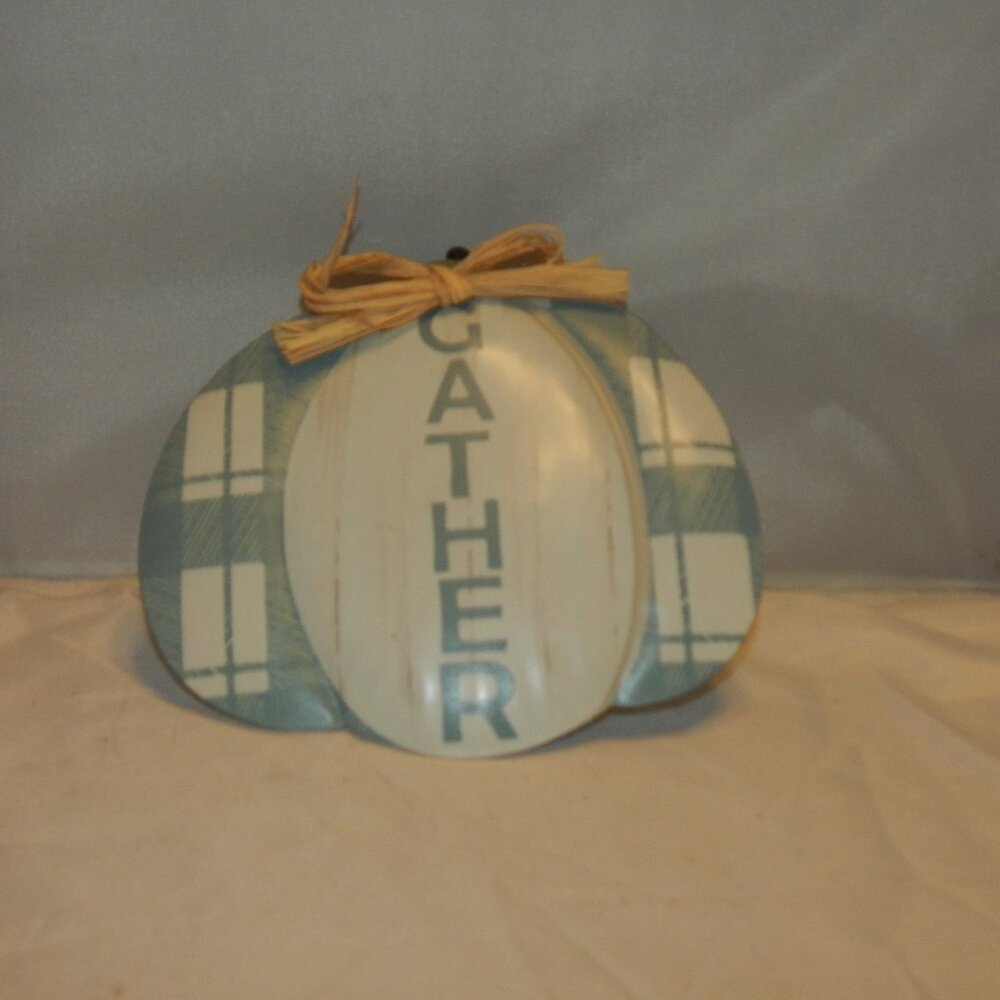 🍁Shabby Chic "Gather" Pumpkin Wall Plaque - Seasonal Thanksgiving Decor